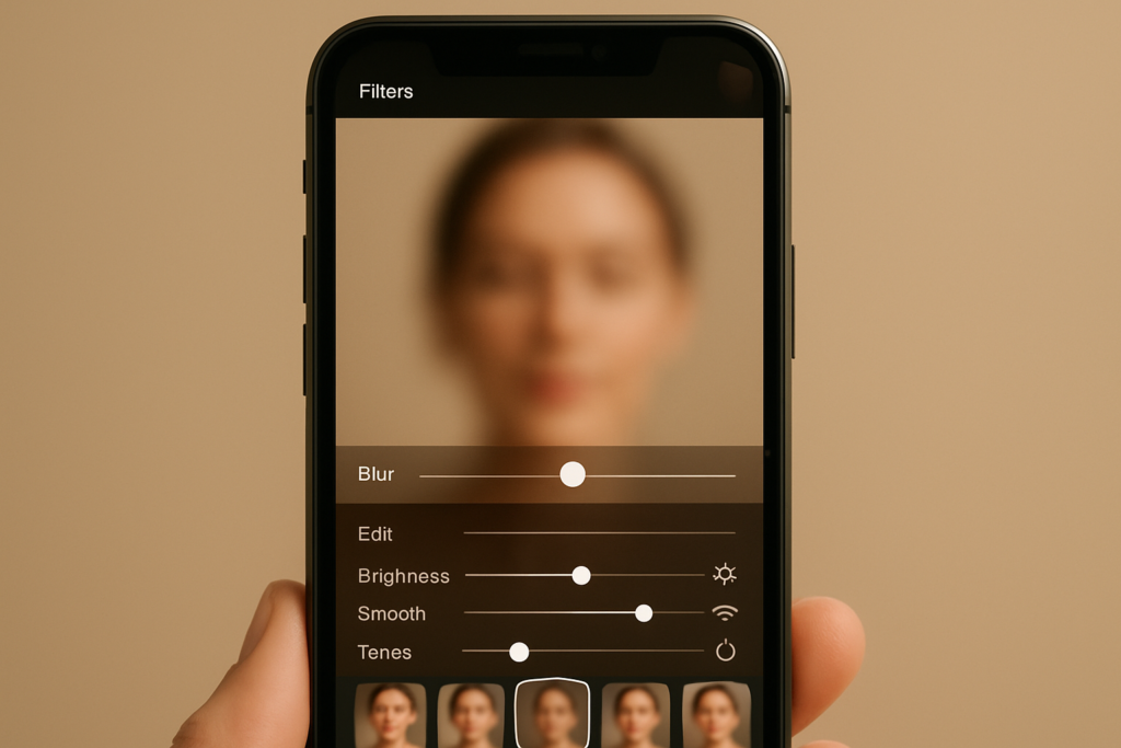 Instagram Beauty Filter auf Smartphone für Faltenbehandlung Neuss Vergleich